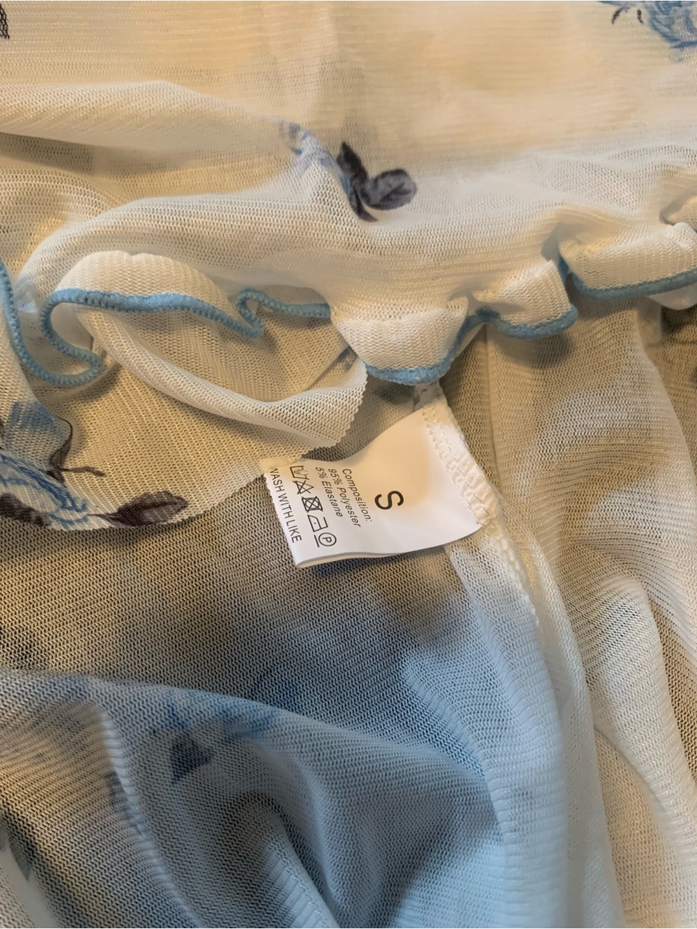Sheer White & Blue Floral Slip Dress Nightgown never worn NWOT - Picture 3 of 4